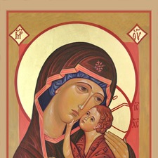 Theotokos Burgundy and Red framed XL 4x6